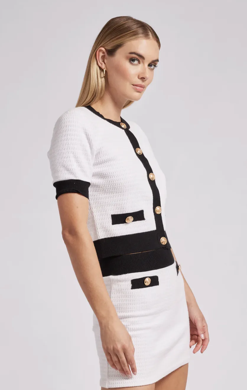 Harper Cardigan - White / Black