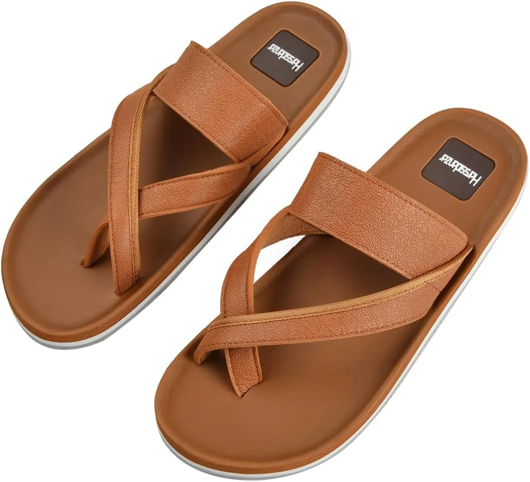 Harssidanzar Flip Flops For Mens,Classical Thong Footbed Sandals Lightweight Beach Sandals KM236US