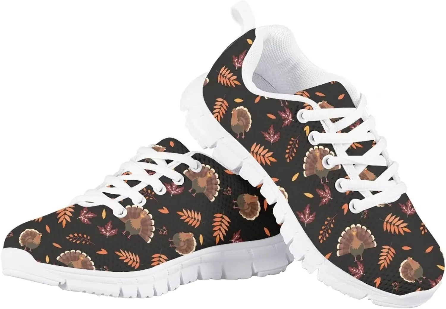INSTANTARTS Girls Running Shoes Lace Up Mesh Sneakers for Kids Toddler Black White Sole