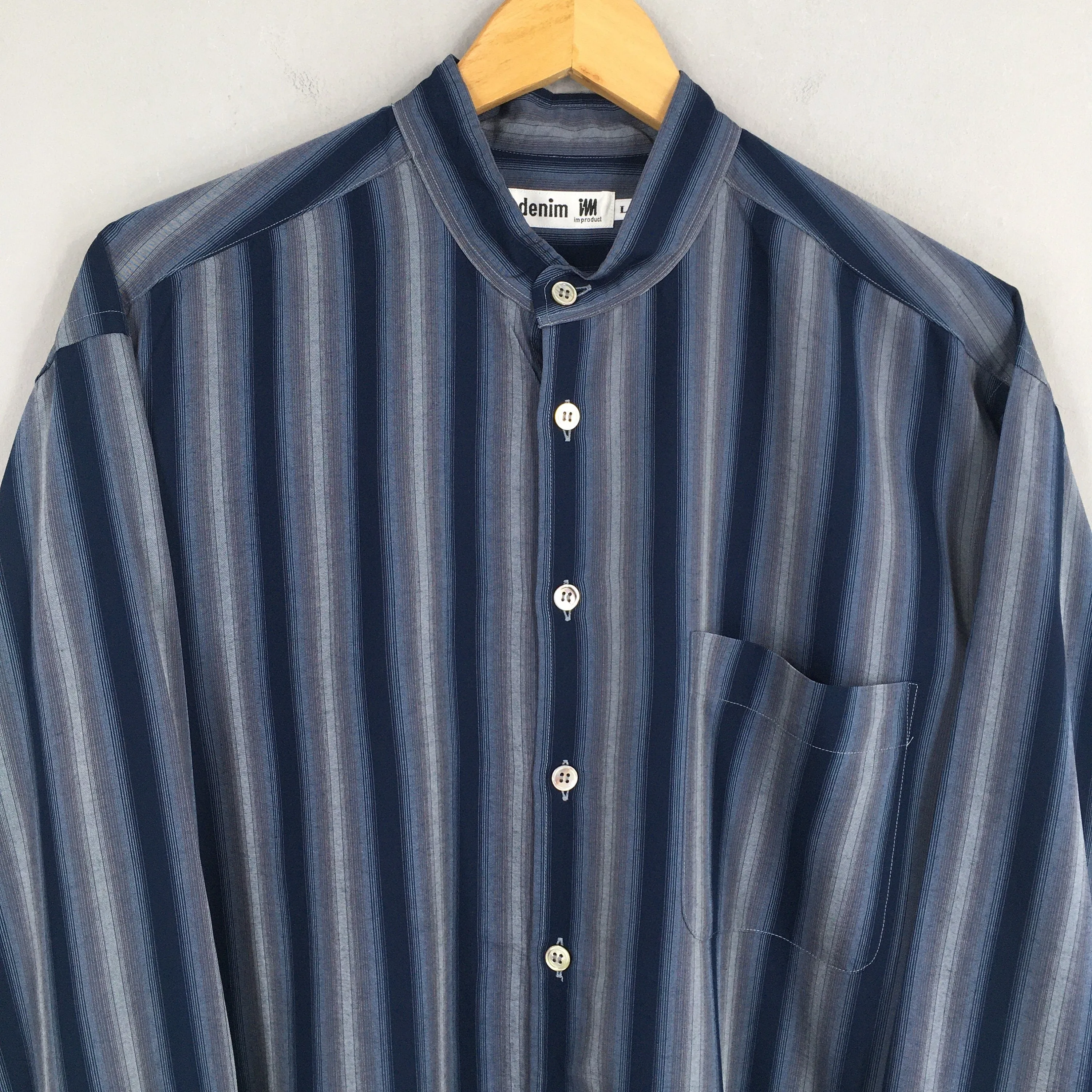 Issey Miyake Denim Striped Shirt Men Large