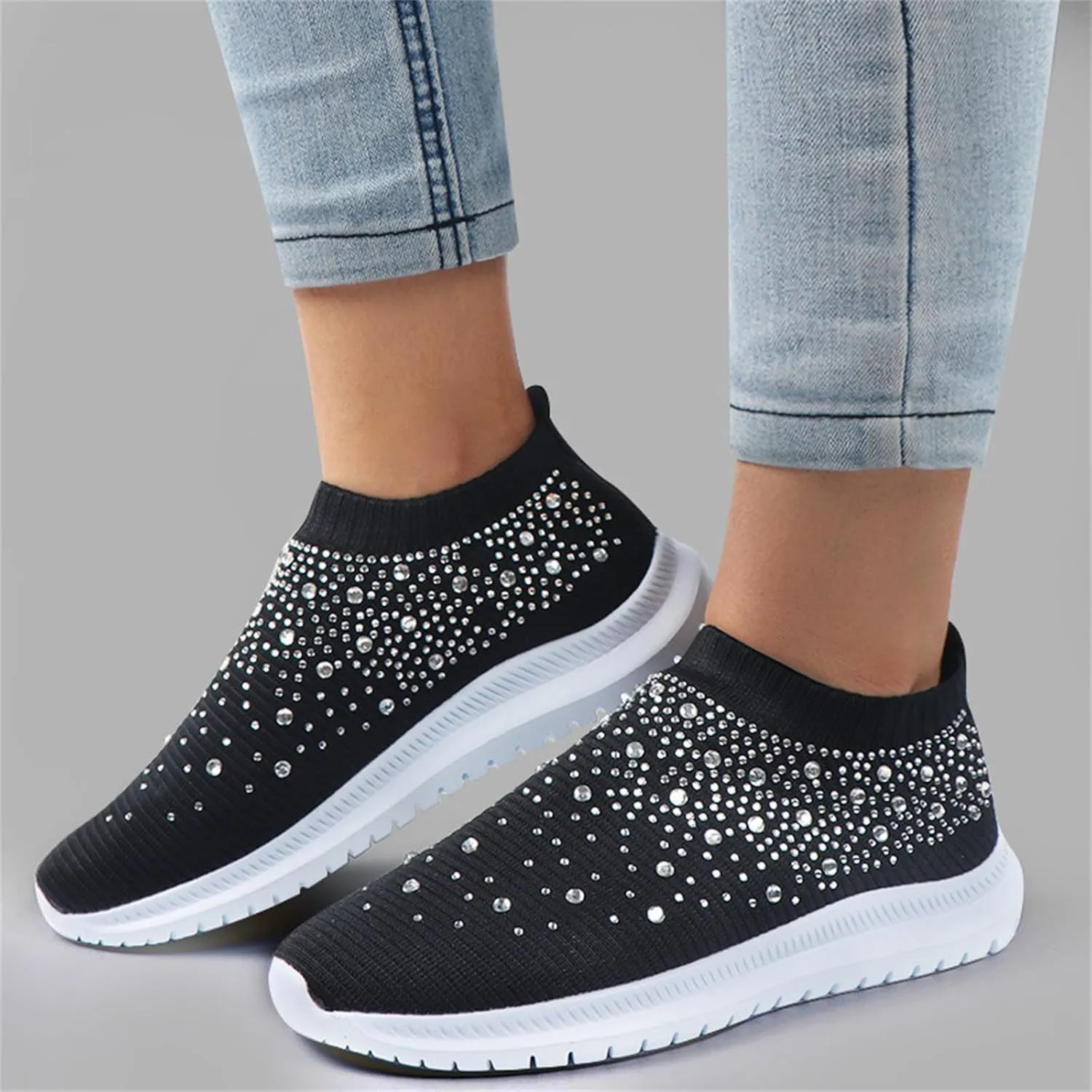 Ladmiple Gym Shoes For Women Workout Memory Foam Walking Shoes Slip on Sock Sneakers Mesh Athletic Running Tennis Shoes