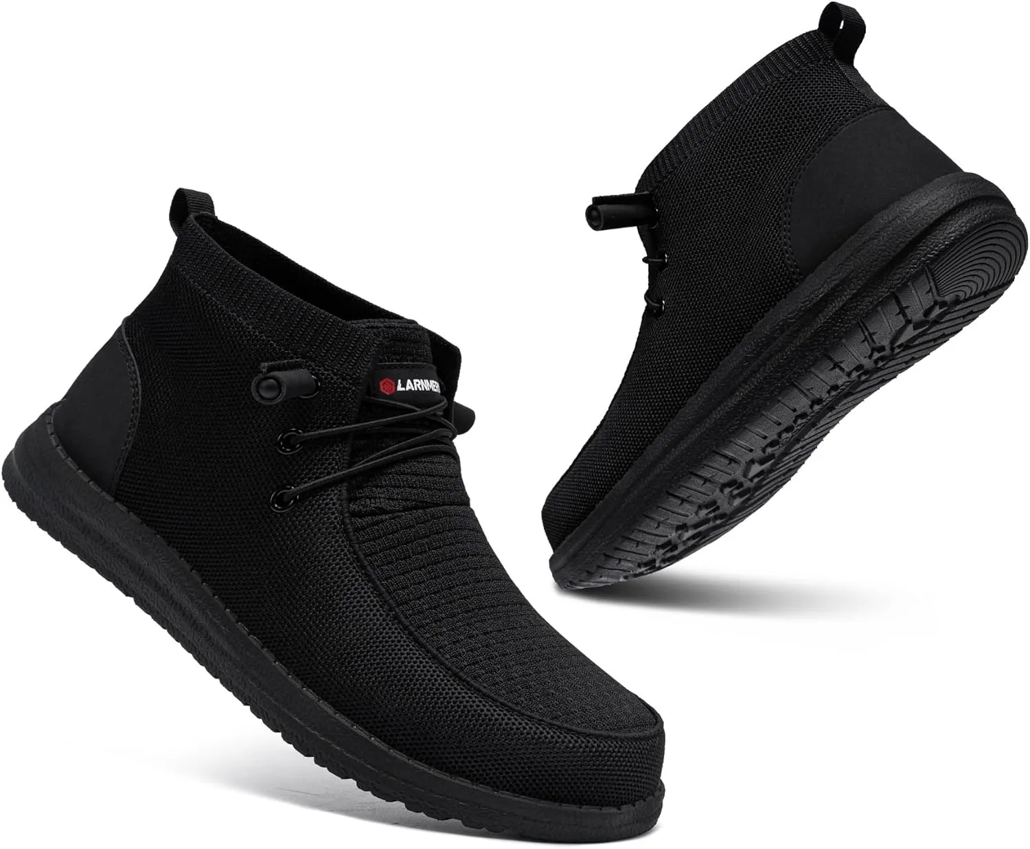 LARNMERN Steel Toe Shoes for Men Women Water Resistant Work Boots Non Slip Safety Sneakers Slip On Industrial Air Cushion Chelsea Boots