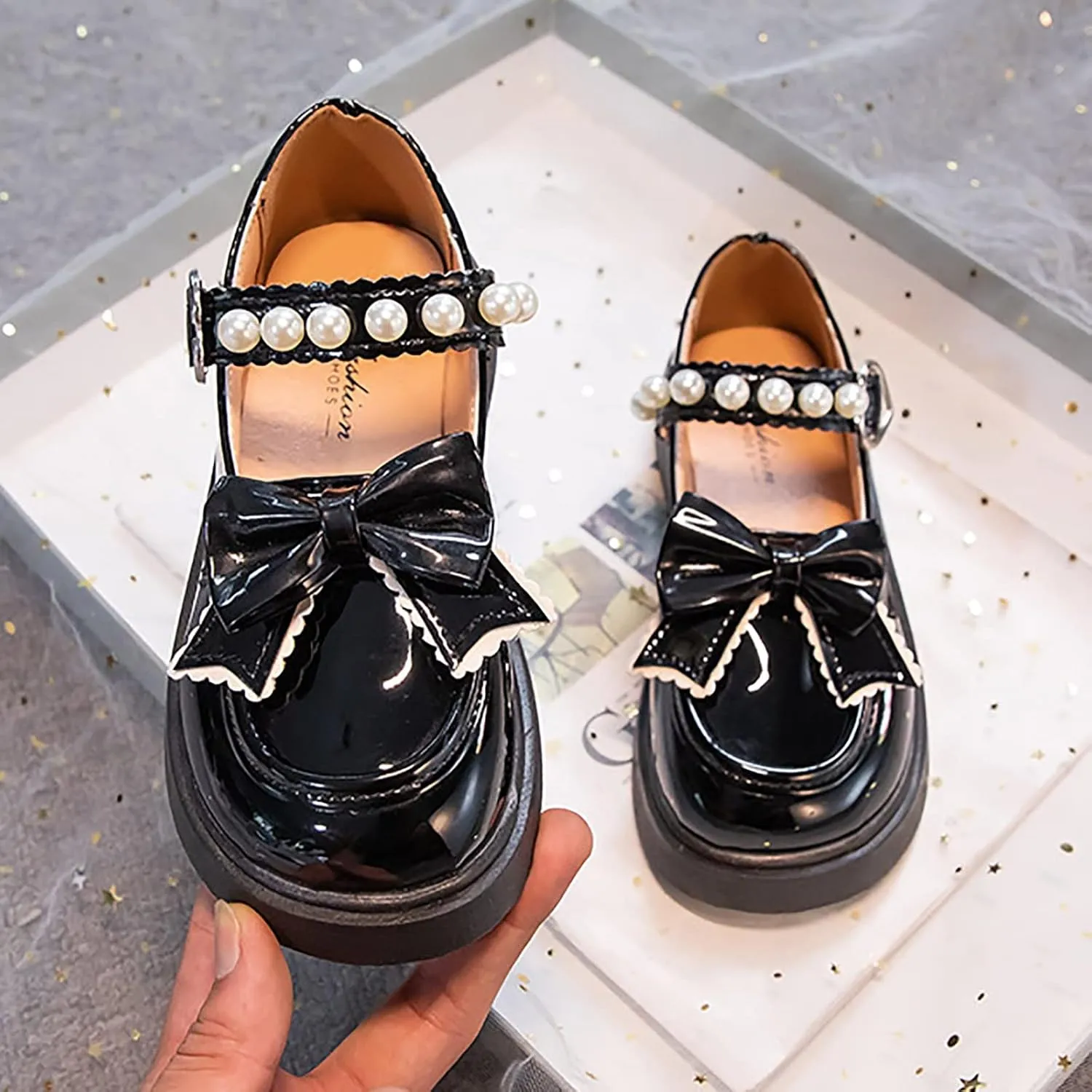 Little Girl Furry Slippers Girls Dress Shoes Wedding Bowknot Girl Shoes Princess Party School Shoes Sandals for Toddlers