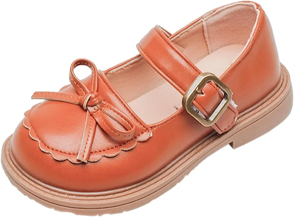 Little Girl's Mary Jane Dress Shoes Ballet Flat Party Princess Wedding School Shoes (Toddler/Little (Brown, 3 Big Kids)