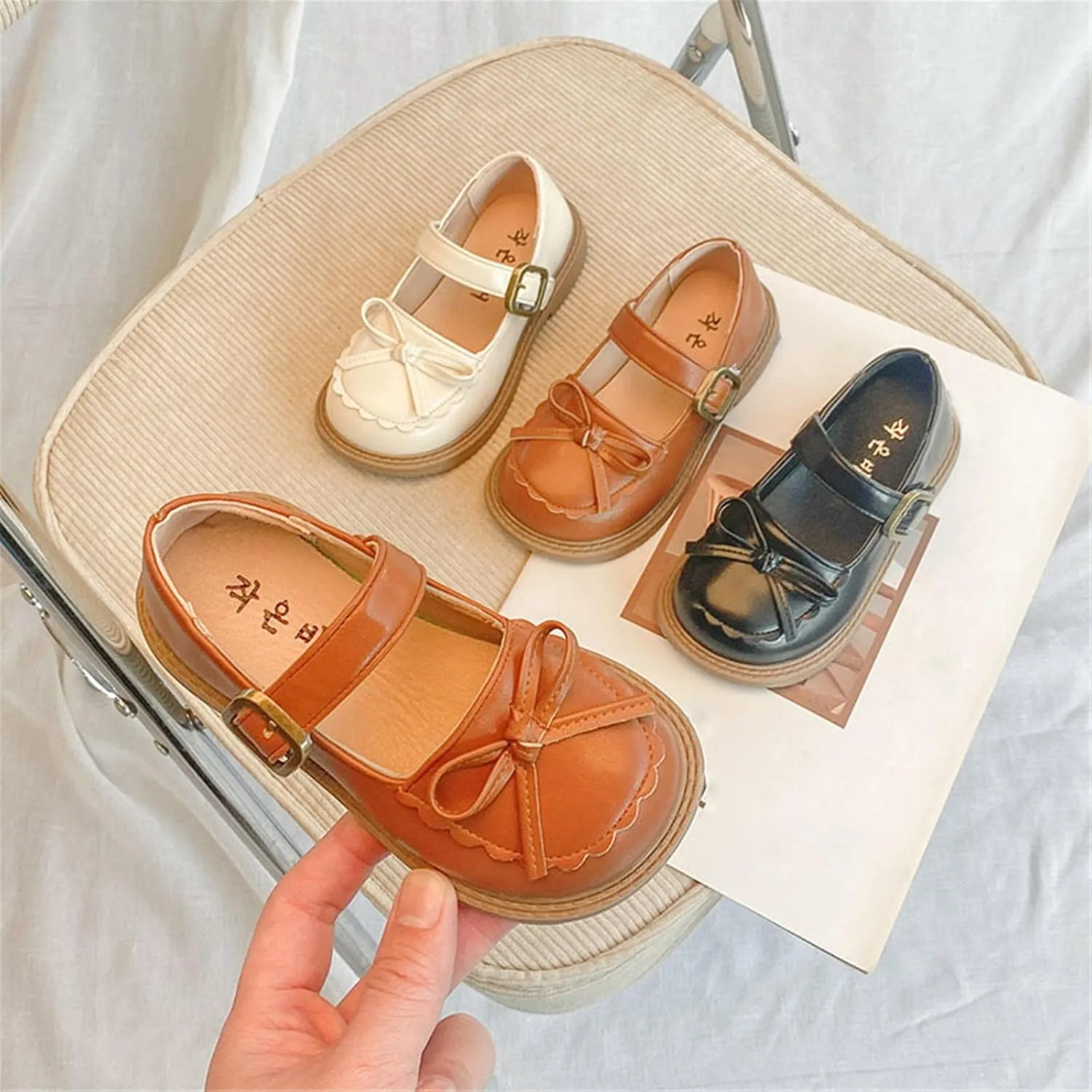 Little Girl's Mary Jane Dress Shoes Ballet Flat Party Princess Wedding School Shoes (Toddler/Little (Brown, 3 Big Kids)
