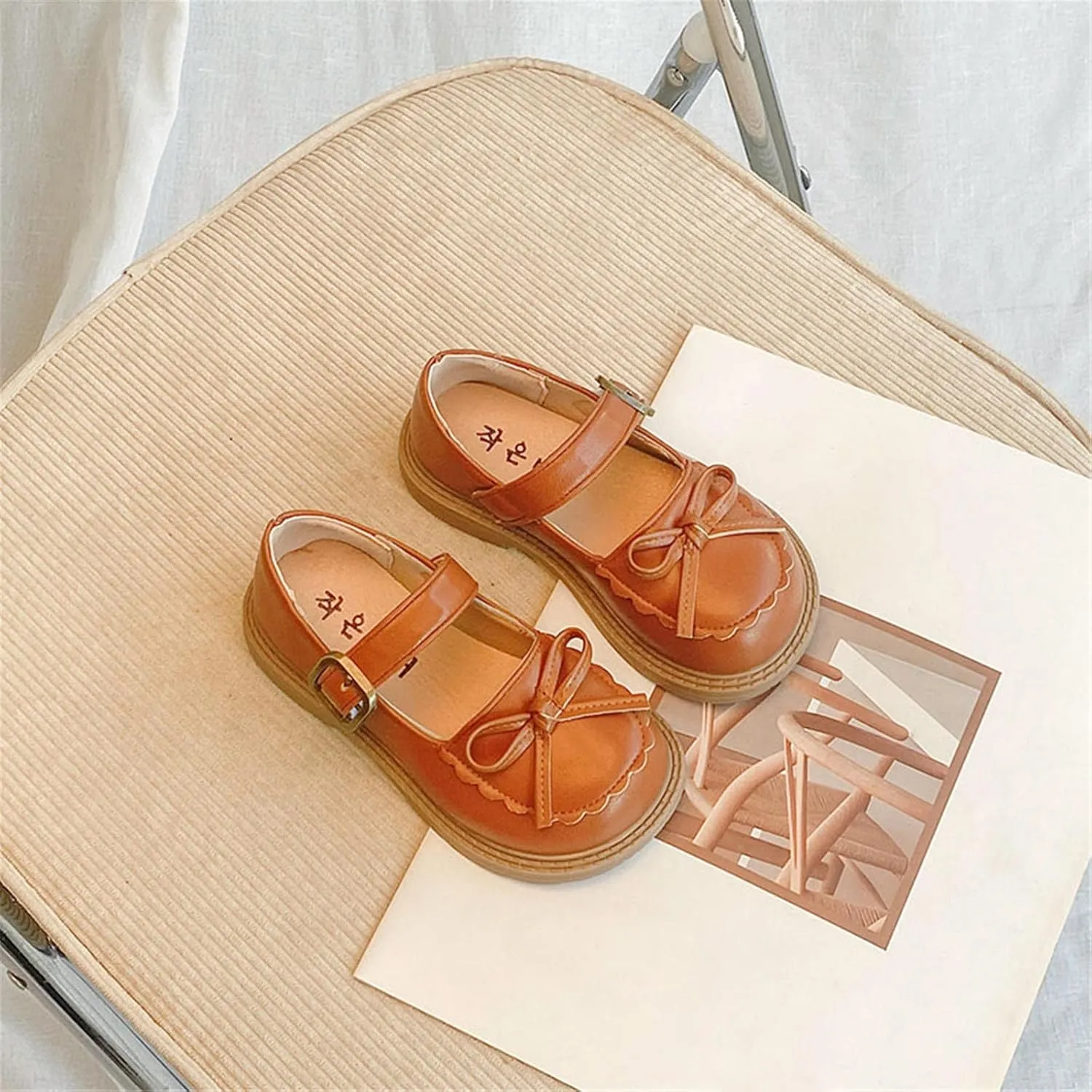 Little Girl's Mary Jane Dress Shoes Ballet Flat Party Princess Wedding School Shoes (Toddler/Little (Brown, 3 Big Kids)