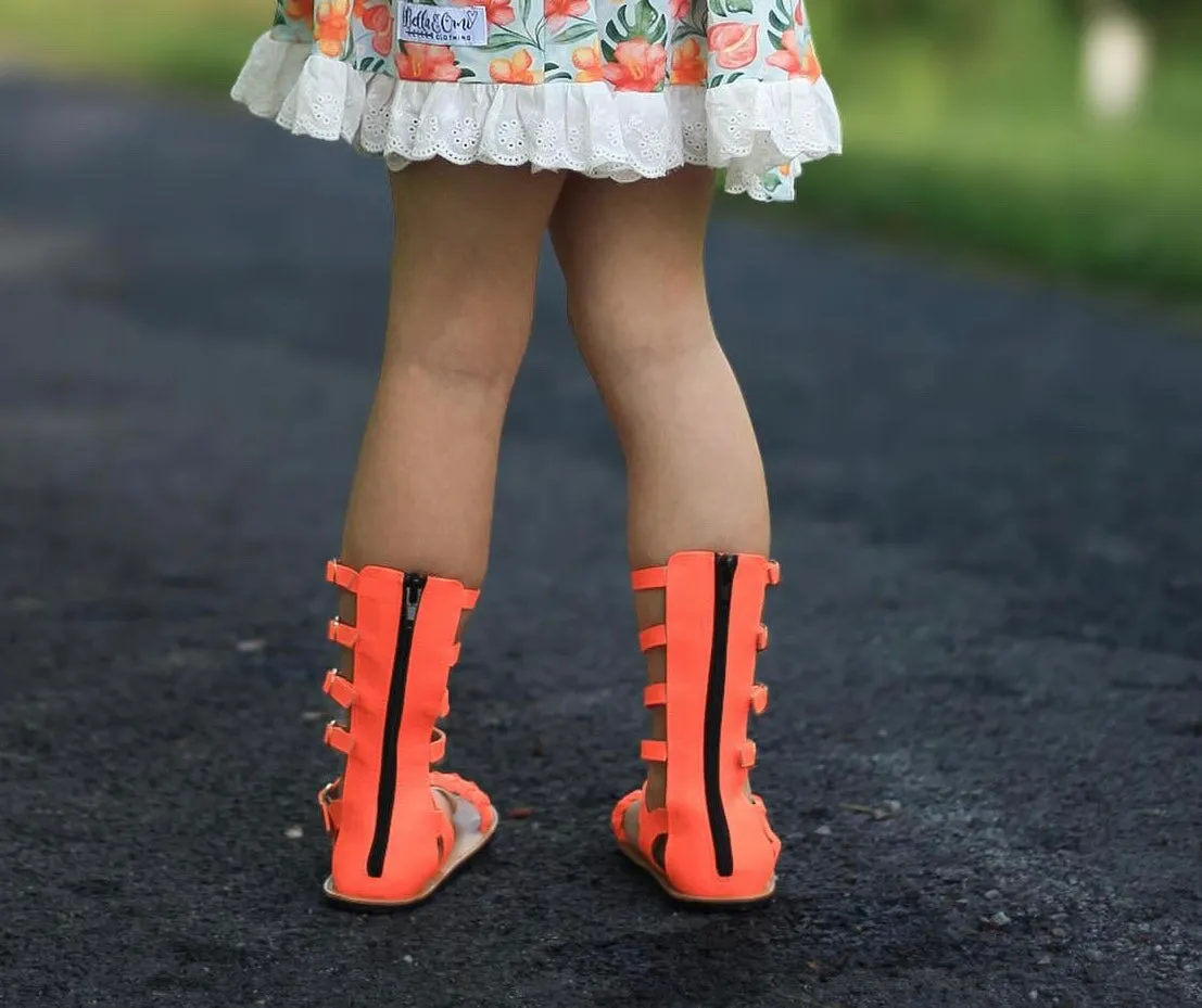 Maddie Gladiator Sandals - Neon Orange