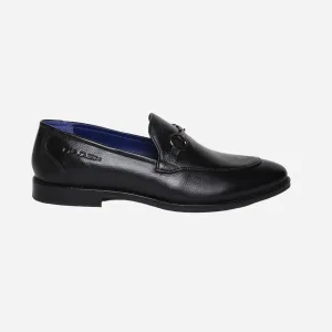 Masabih Genuine Milled Leather Black Loafer Slipon Shoes for Men
