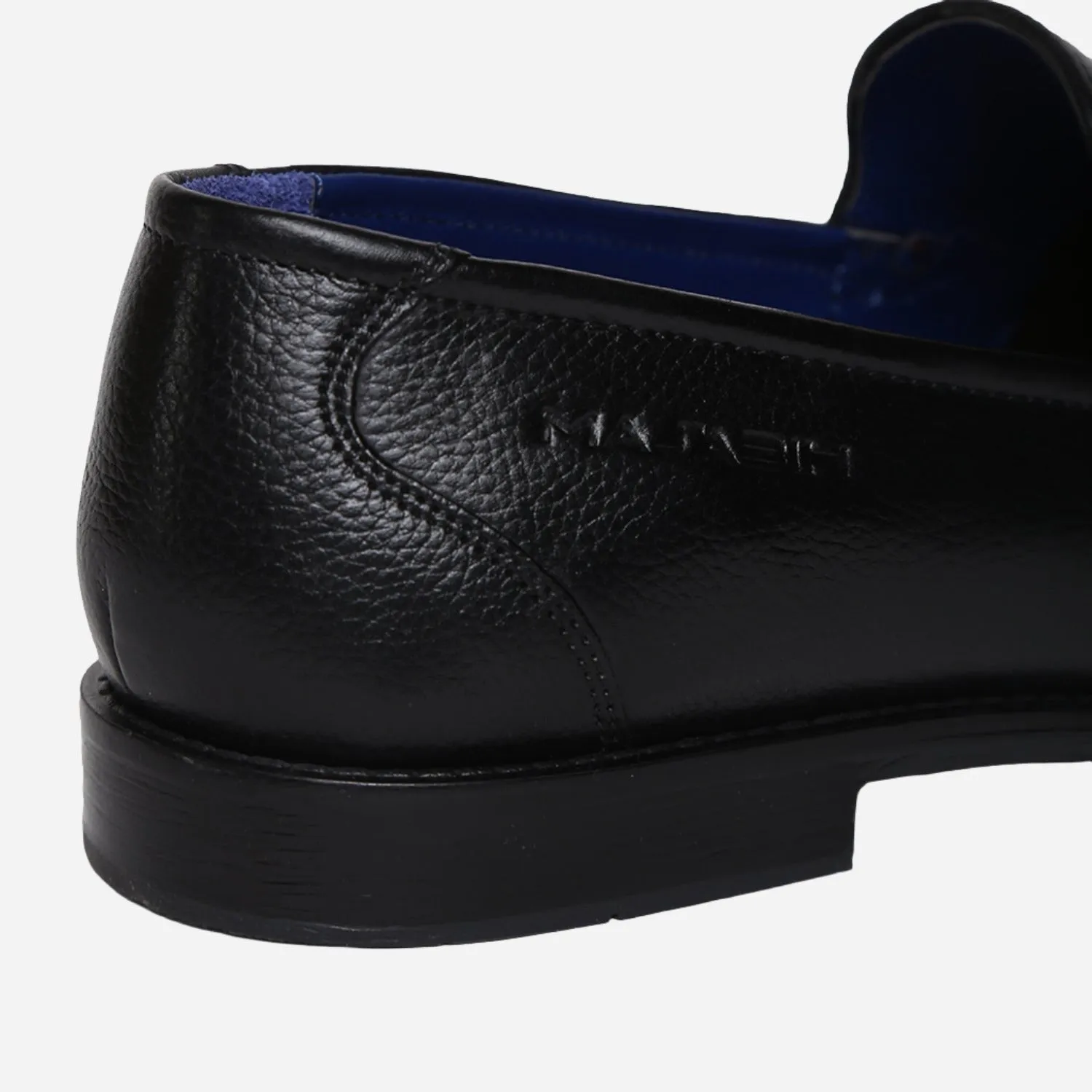 Masabih Genuine Milled Leather Black Loafer Slipon Shoes for Men