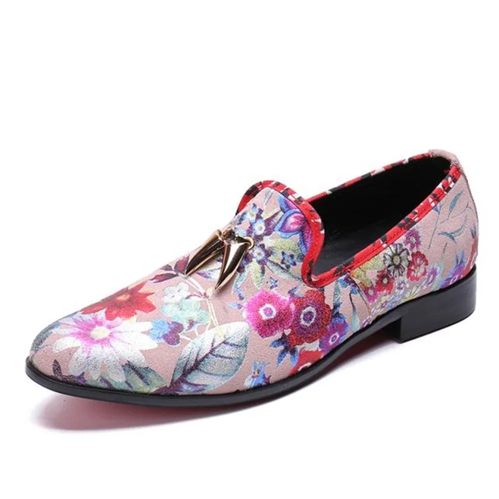 Mens Slip on Printed Oxfords with Decoration