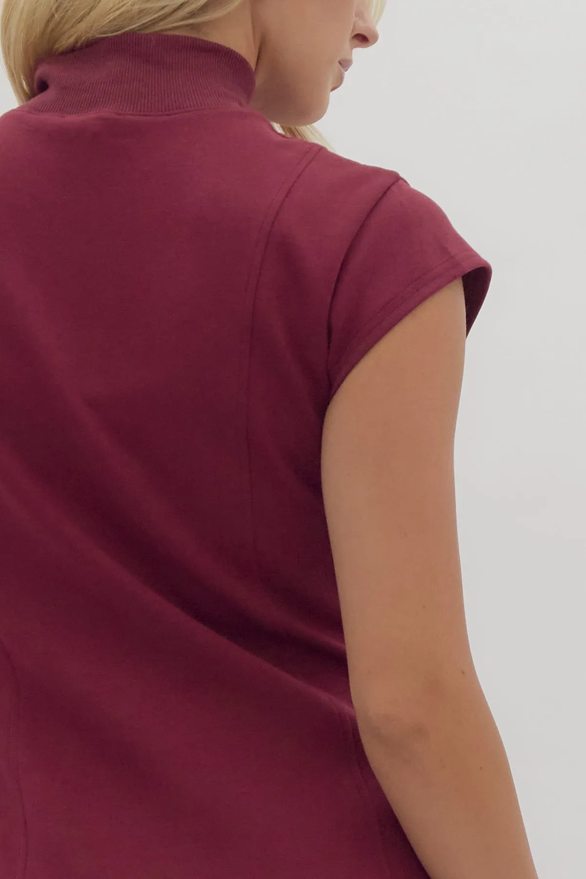 Mock Neck Midi Dress W/Cap Sleeves