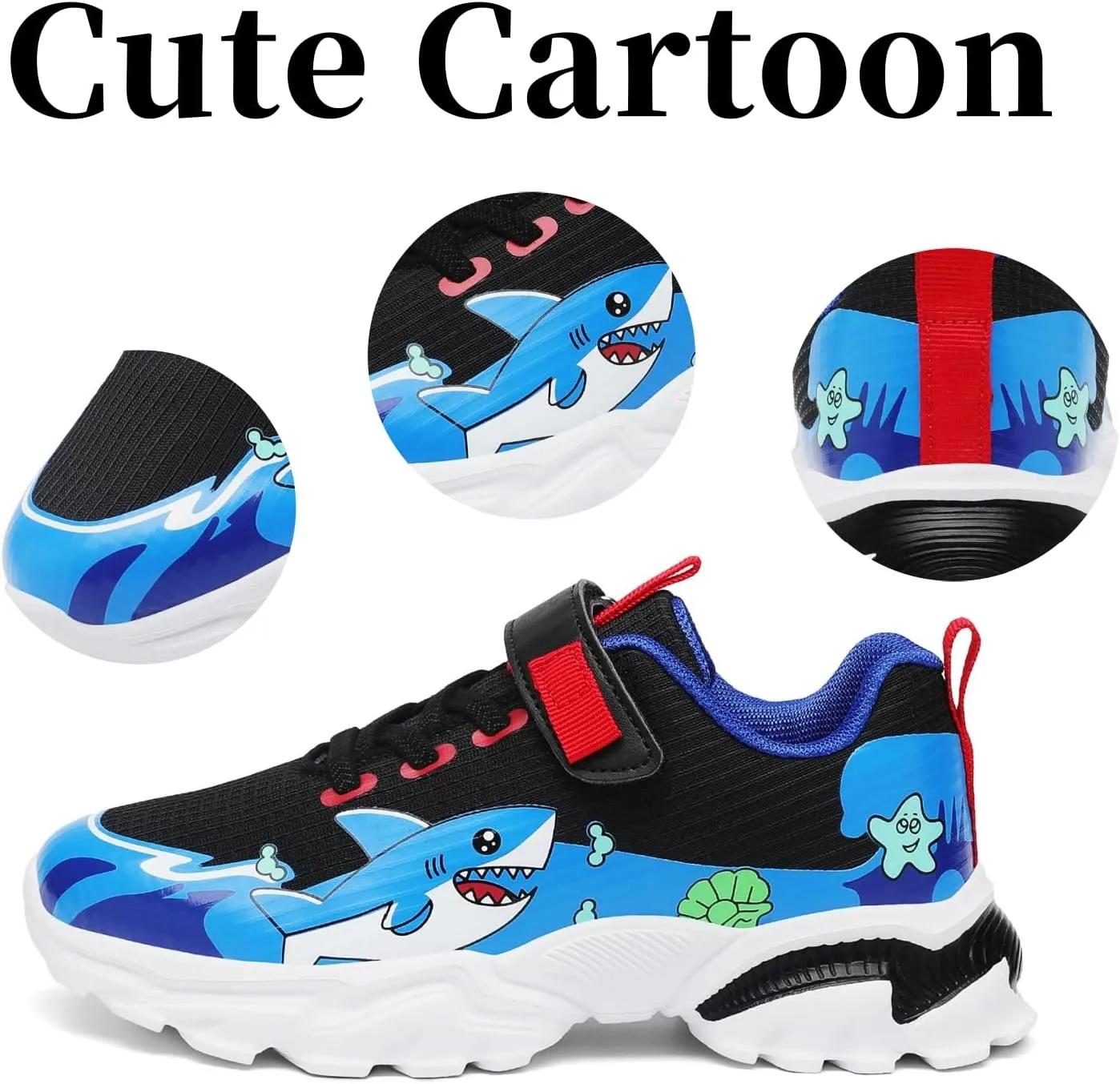 Nihaoya Kids Sneakers Boys Girls Tennis Shoes for Running Athletic Comfortable Cartoon Walking Sneakers Little Kid/Big Kid