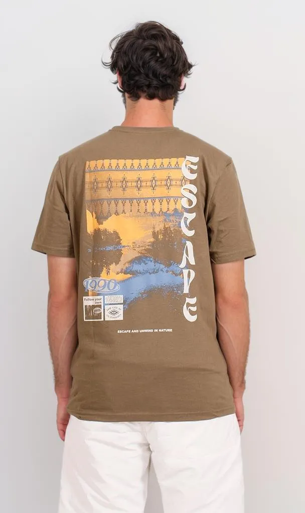 O203114 - Escape Graphic T-Shirt  Olive Green