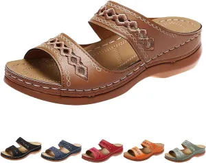 Orthopedic Sandals for Women Arch Support Orthopedic Platform Wedge Sandals Comfort Open Toe Fashion Outdoor Summer Slippers Comfortable Casual Wedge Flip Flops Walking Mules for Beach Vacation
