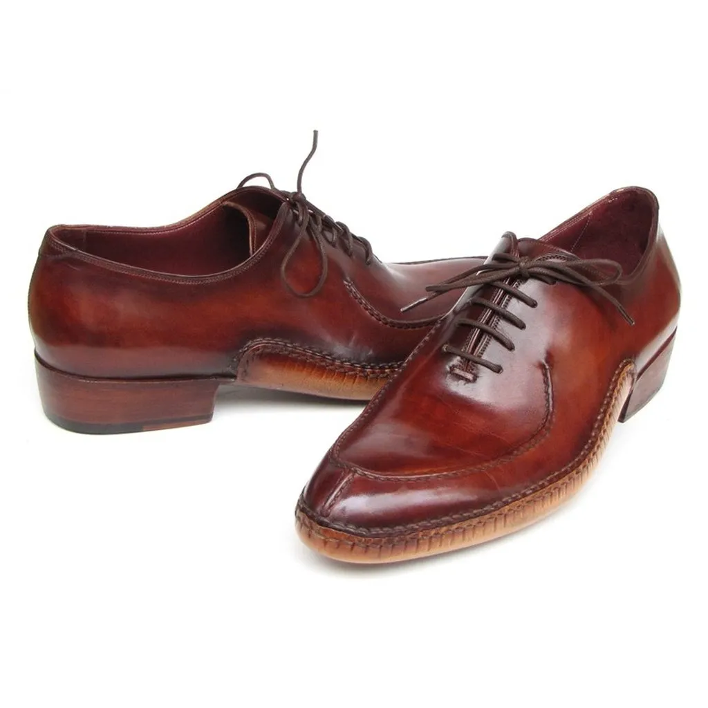 Paul Parkman Men's Side Handsewn Split-toe Burgundy Oxfords (ID#054-BUR)