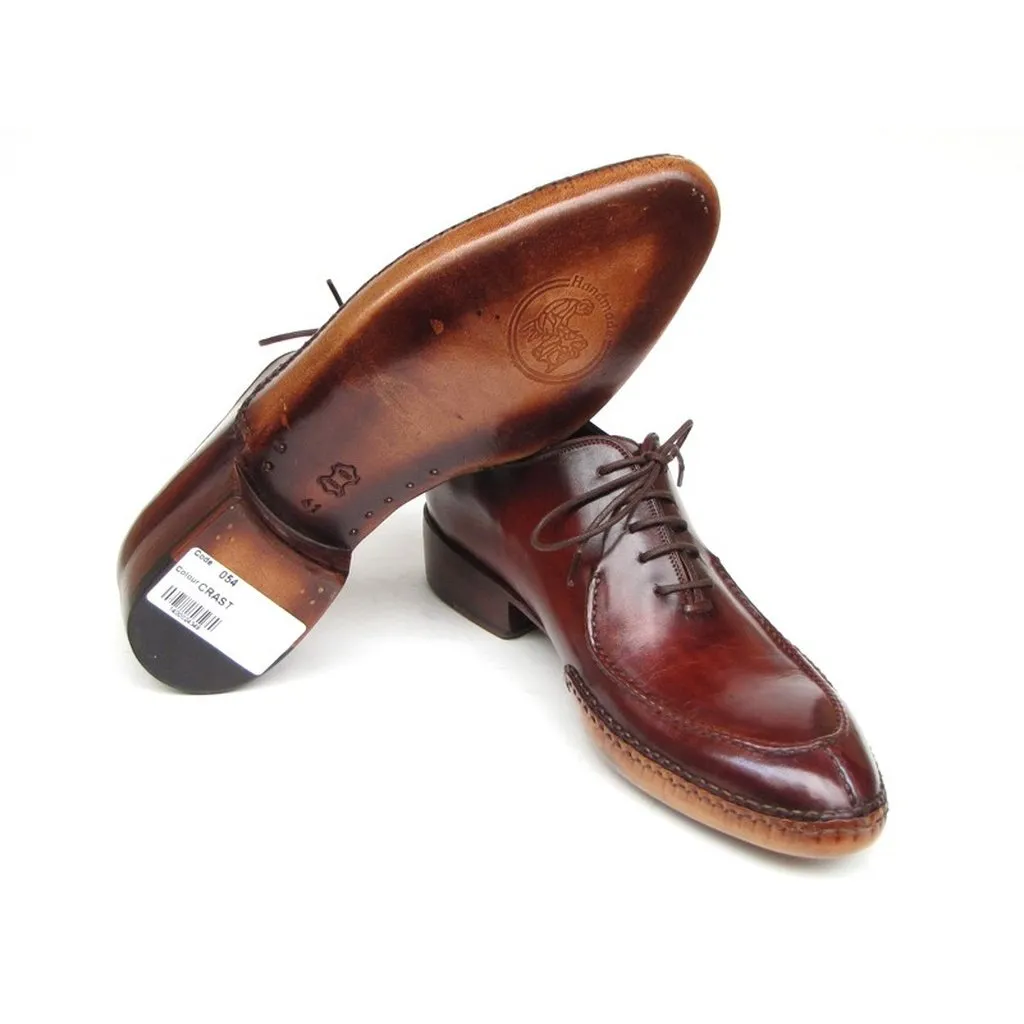 Paul Parkman Men's Side Handsewn Split-toe Burgundy Oxfords (ID#054-BUR)