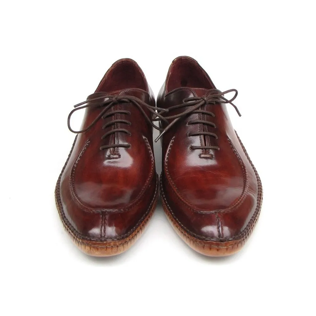 Paul Parkman Men's Side Handsewn Split-toe Burgundy Oxfords (ID#054-BUR)