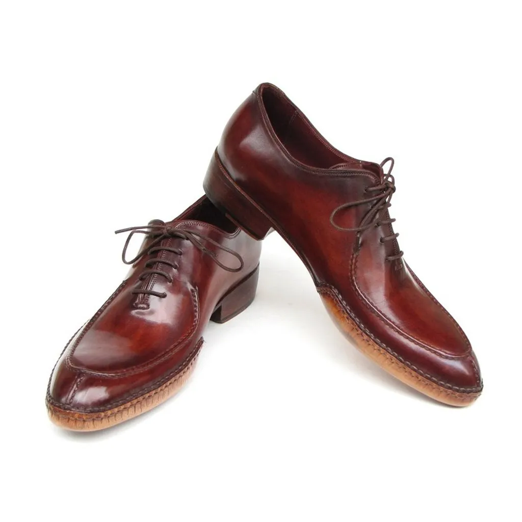 Paul Parkman Men's Side Handsewn Split-toe Burgundy Oxfords (ID#054-BUR)