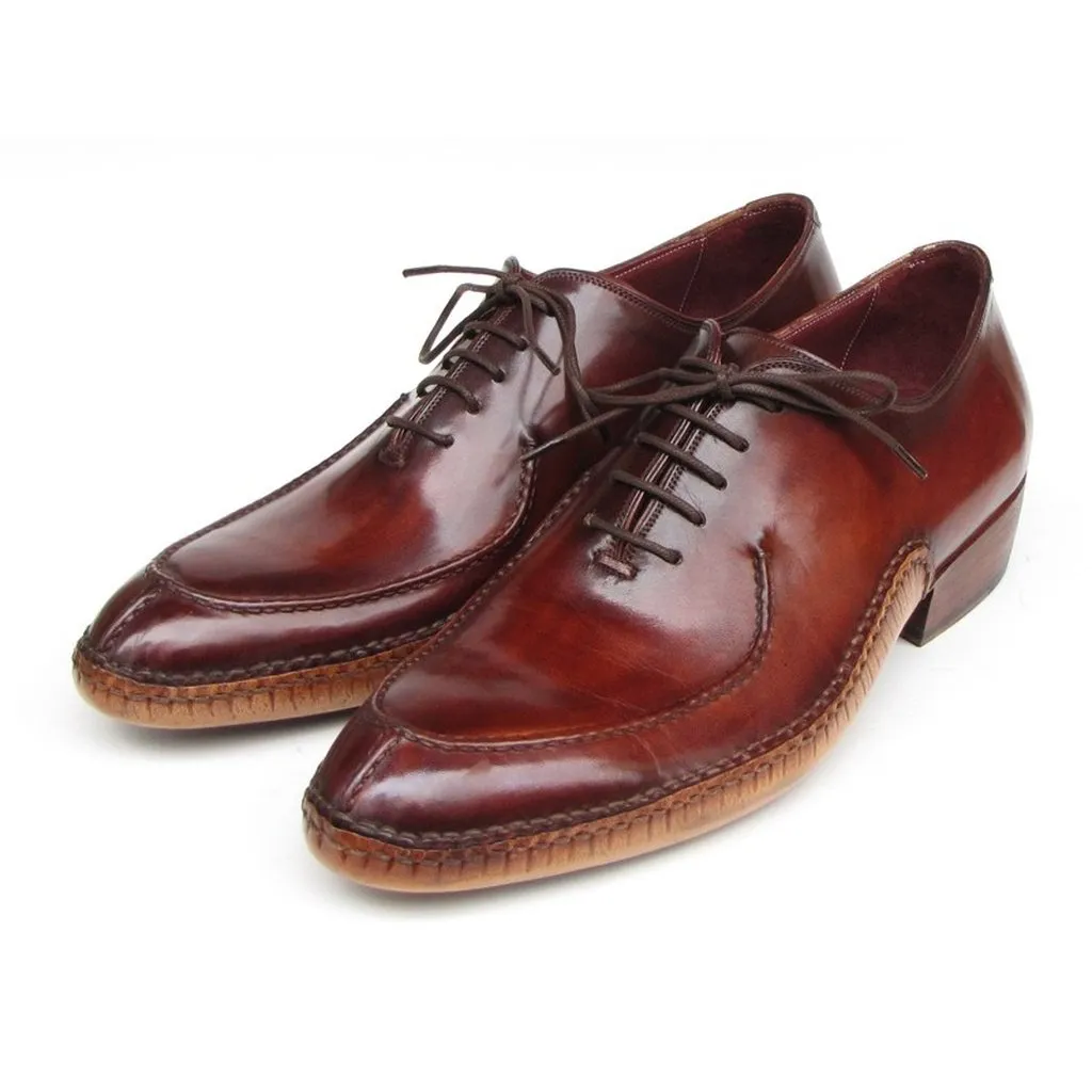Paul Parkman Men's Side Handsewn Split-toe Burgundy Oxfords (ID#054-BUR)