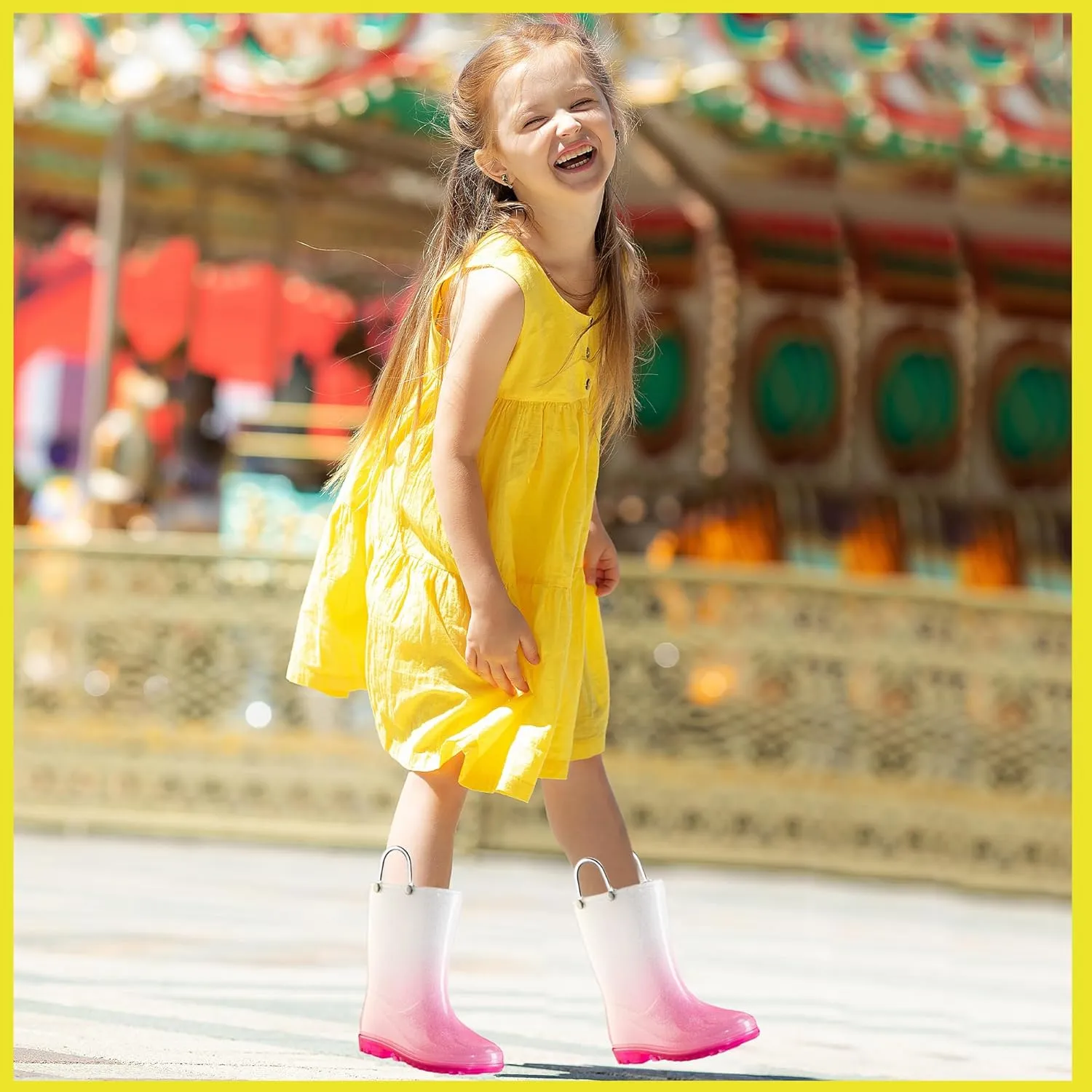 Puddle Play Kids' PVC Glitter Rain Boots with Easy-On Handles  Sparkly, Lightweight, for Girls & Boys  Toddler & Little Kid Sizes