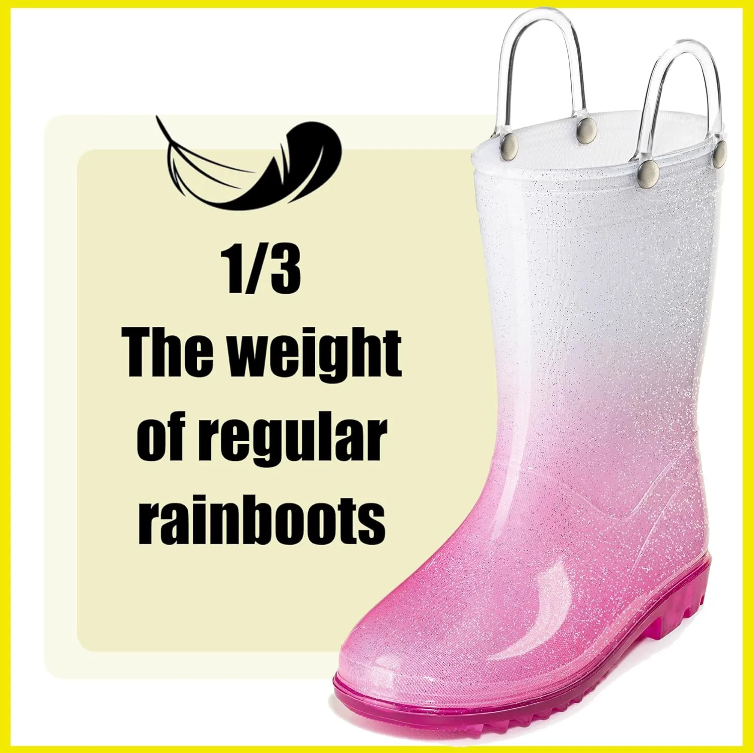 Puddle Play Kids' PVC Glitter Rain Boots with Easy-On Handles  Sparkly, Lightweight, for Girls & Boys  Toddler & Little Kid Sizes