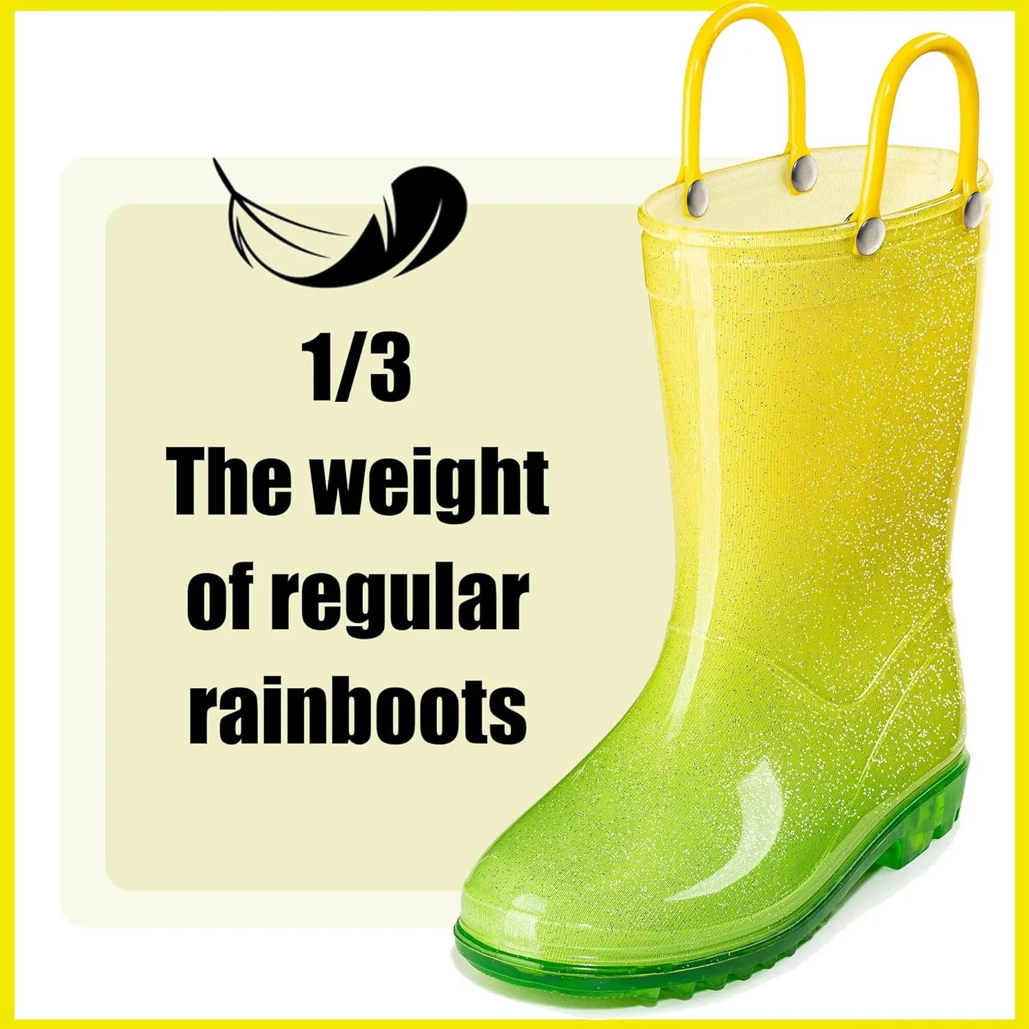 Puddle Play Kids' PVC Glitter Rain Boots with Easy-On Handles  Sparkly, Lightweight, for Girls & Boys  Toddler & Little Kid Sizes