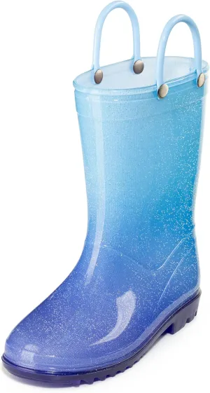 Puddle Play Kids' PVC Glitter Rain Boots with Easy-On Handles  Sparkly, Lightweight, for Girls & Boys  Toddler & Little Kid Sizes