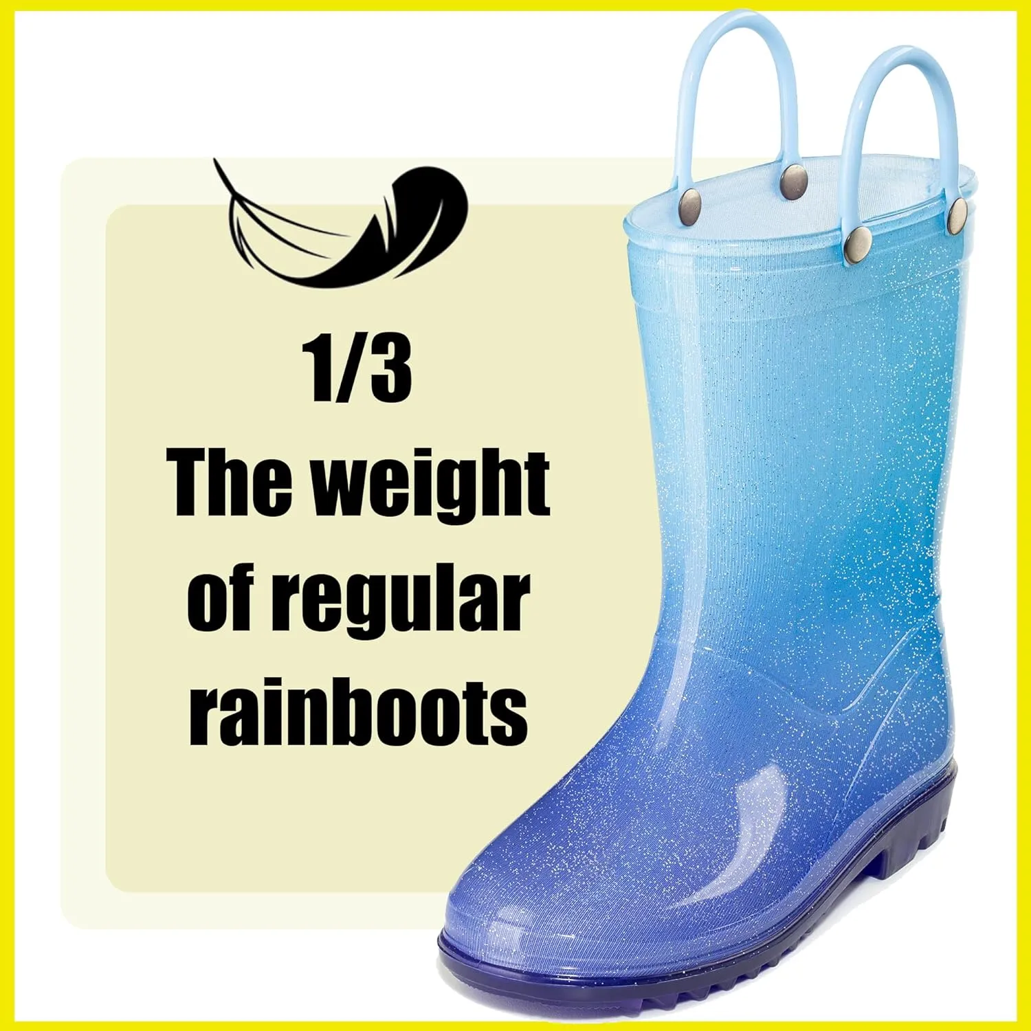 Puddle Play Kids' PVC Glitter Rain Boots with Easy-On Handles  Sparkly, Lightweight, for Girls & Boys  Toddler & Little Kid Sizes