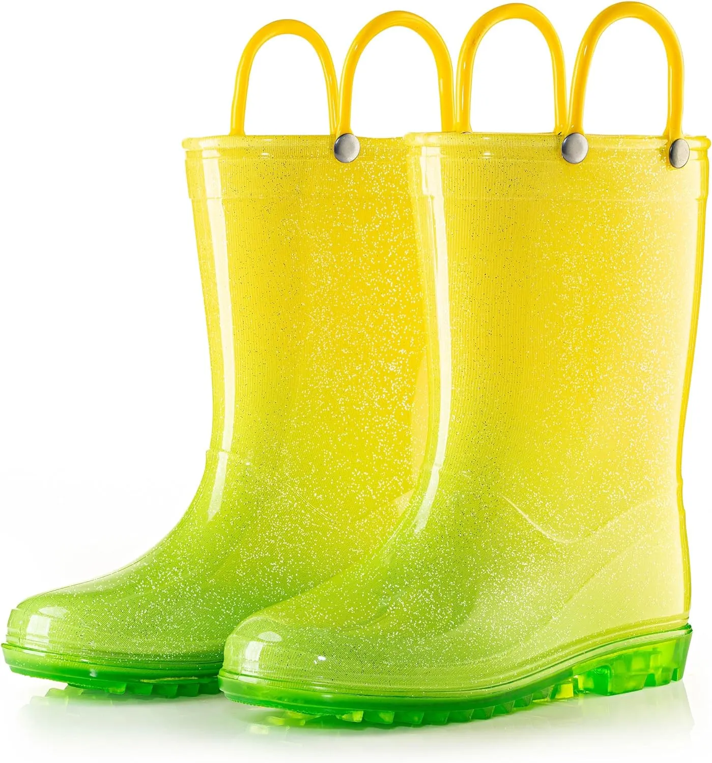 Puddle Play Kids' PVC Glitter Rain Boots with Easy-On Handles  Sparkly, Lightweight, for Girls & Boys  Toddler & Little Kid Sizes