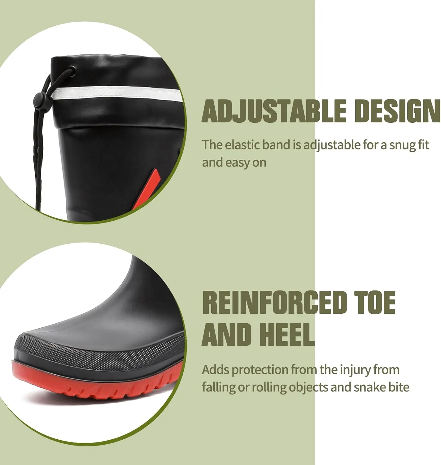 Rain Boots for Men, Waterproof Rubber Boots Mens Garden Boots, Comfort Lightweight Raining Shoes, Elastic Chelsea Ankle Rain Boots Fishing Shoes for Yard Farm Outdoor Work
