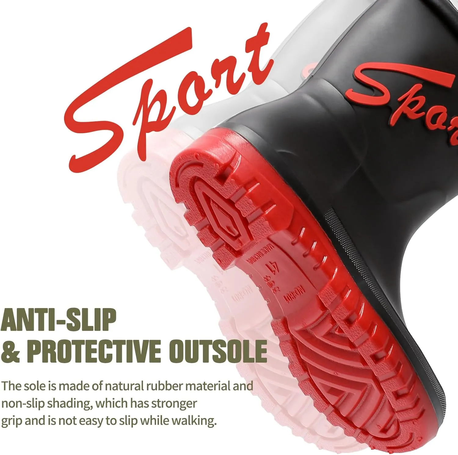 Rain Boots for Men, Waterproof Rubber Boots Mens Garden Boots, Comfort Lightweight Raining Shoes, Elastic Chelsea Ankle Rain Boots Fishing Shoes for Yard Farm Outdoor Work