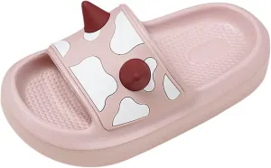 Shower Slides for The Beach and Pool Home Slippers For Children Kids Children Cow Slippers Cartoon Soft Sole In Summer Comfortable Girls Sandals