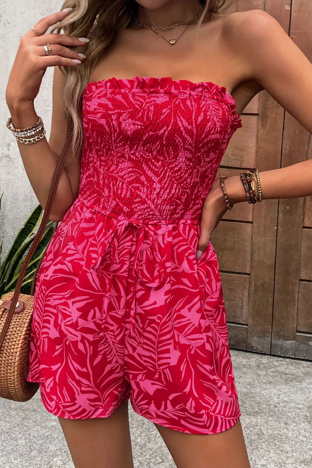 Smocked Tube Romper with Pockets