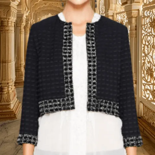 Square Embellished Crepe Jacket