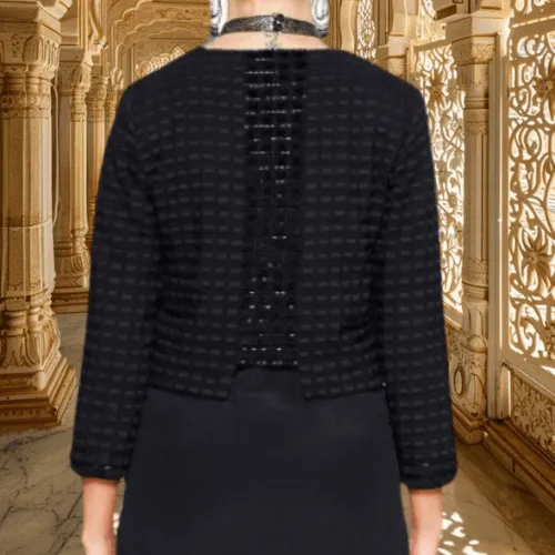Square Embellished Crepe Jacket