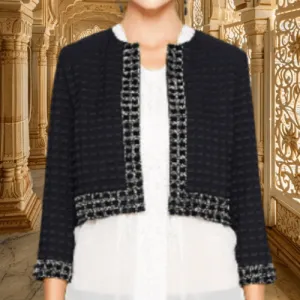 Square Embellished Crepe Jacket