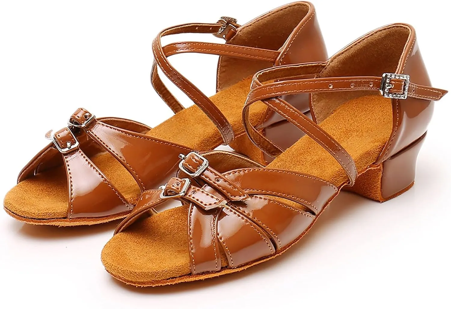 Summer Flat Dress Sandals Shoes Girls Sandals Comfortable Soft Sole Small Thick Heel Children Dance Shoes Fashionable Soft Sole Princess Dance Girls Double Slip On Slide