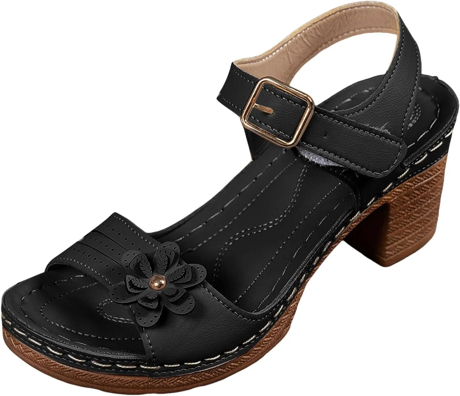 Summer Sandals for Women 2025 Dressy Platform Wedge Sandal Chunky Heel Ankle Strap Wedges Casual Hollow Out Open Toe Block Heels Comfortable Vacation Party Shoes