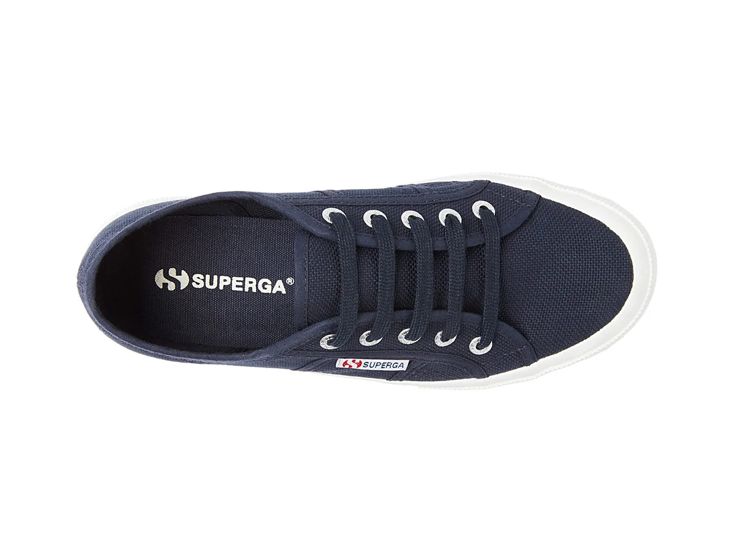 Superga 2750 Cotu Classic Unisex Lace Up Fashion Shoe Sneaker White Navy Canvas (41 (US Men's 8, US Women's 9.5) Medium, NAVY)