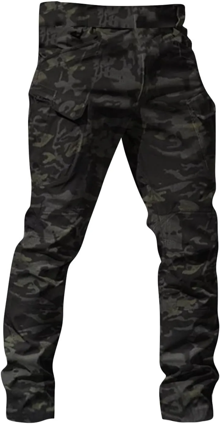Tactical Pants for Men Stretchy Ripstop Elastic Waist Cargo Pants Water Resistant Quick Dry Hiking Pant with Pockets