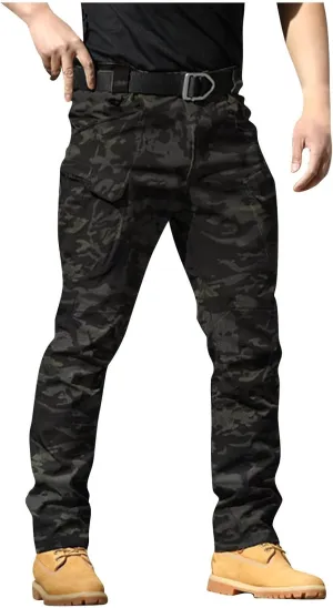 Tactical Pants for Men Stretchy Ripstop Elastic Waist Cargo Pants Water Resistant Quick Dry Hiking Pant with Pockets