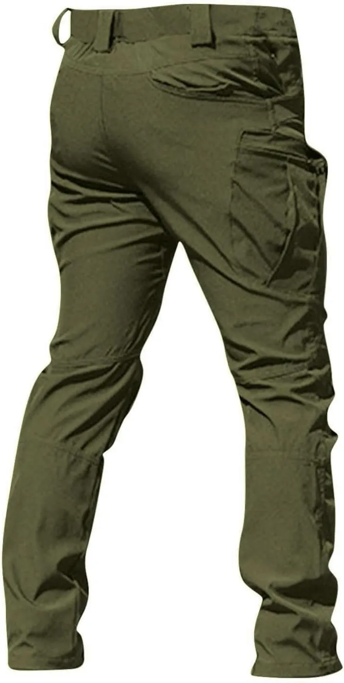 Tactical Pants for Men Stretchy Ripstop Elastic Waist Cargo Pants Water Resistant Quick Dry Hiking Pant with Pockets