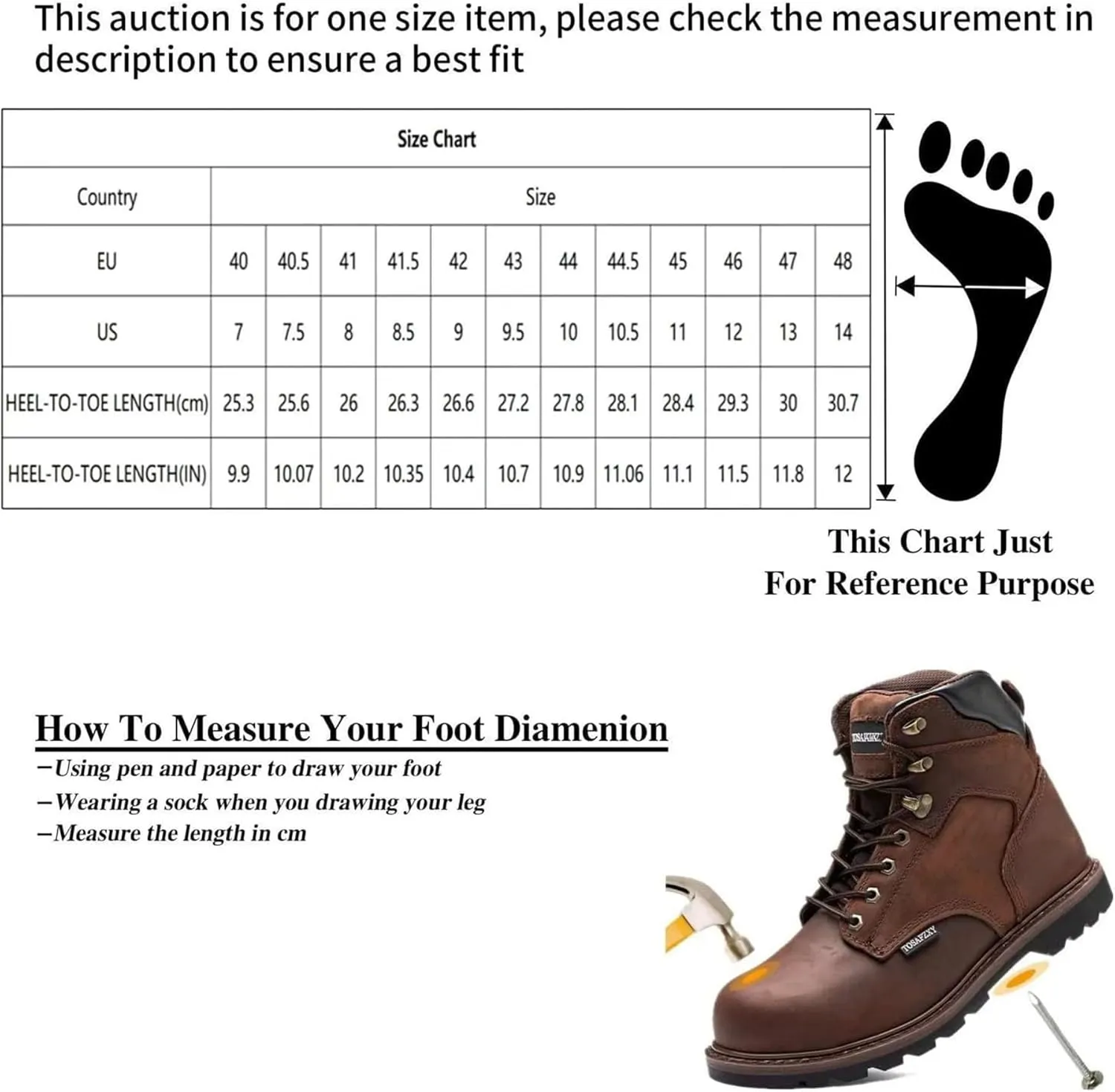 Tanleewa Work Safety Boots for Men Steel Toe Leather Boots Industrial Construction Non Slip Comfortable Working Botas