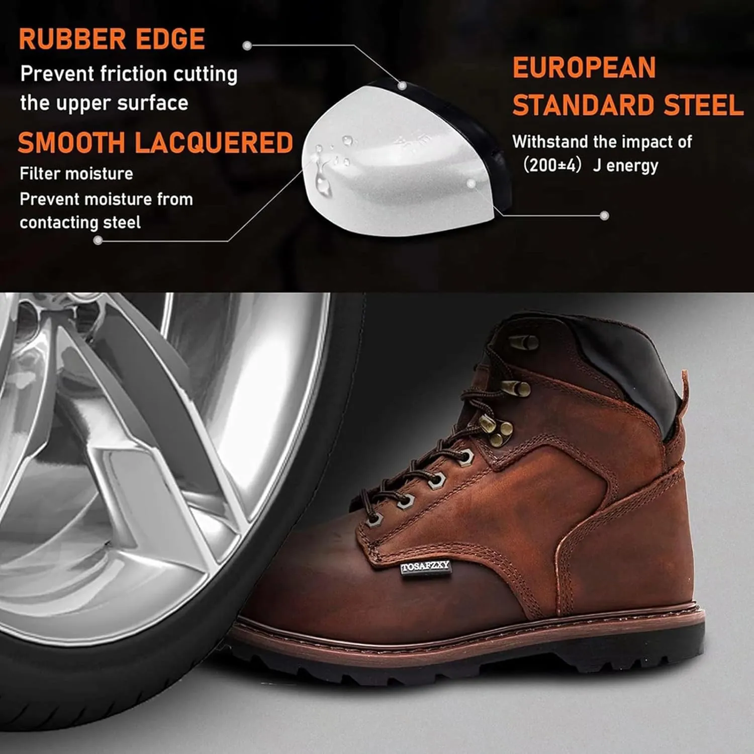 Tanleewa Work Safety Boots for Men Steel Toe Leather Boots Industrial Construction Non Slip Comfortable Working Botas