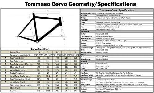 Tommaso Corvo Carbon Fiber Endurance Road Bike, Shimano 105, Shimano RS10 Wheels - Small