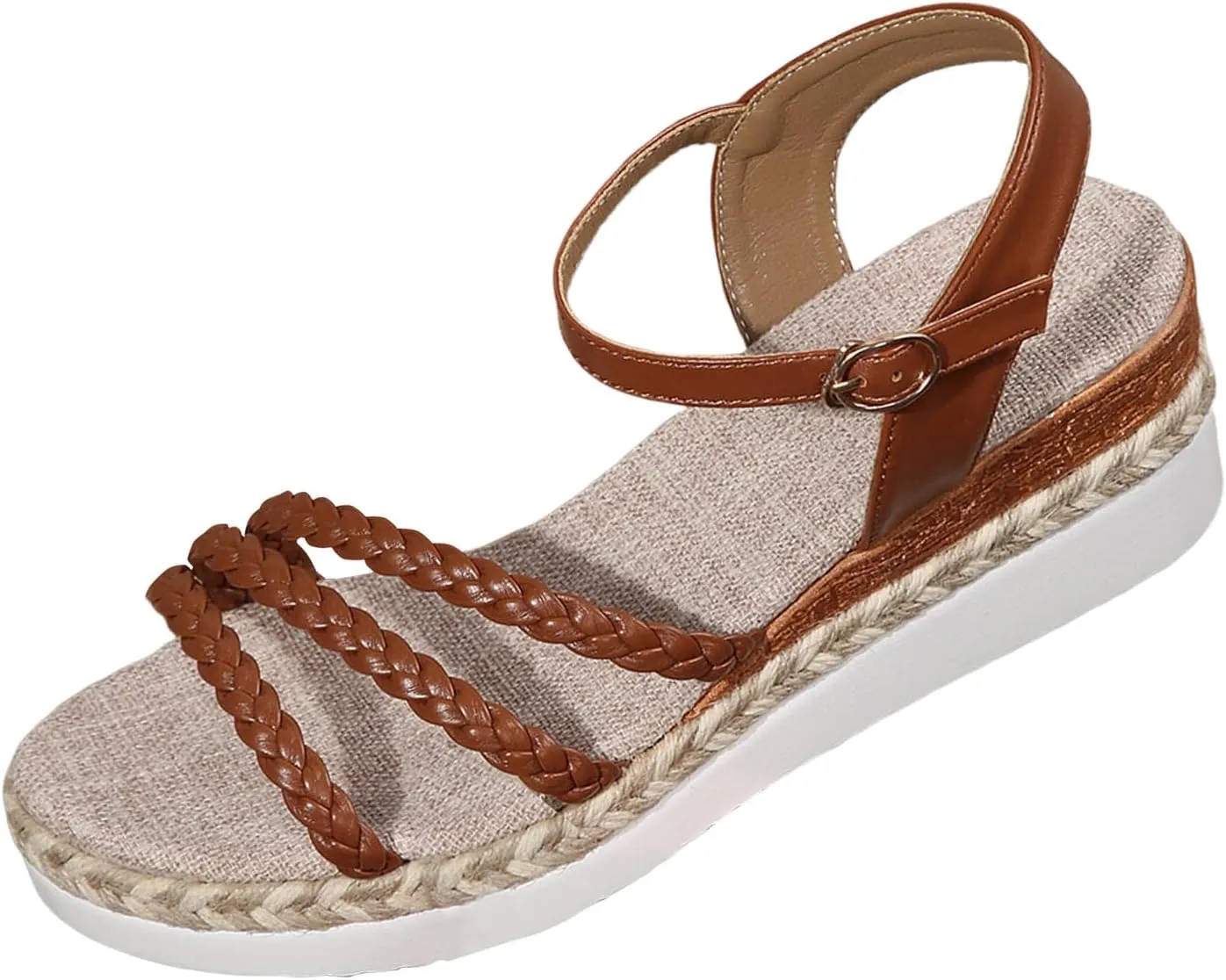 Wedge Sandals for Women 2025,Espadrilles Open Toe Ankle Strap Wedge Platform Slip On Fish Mouth Sandals Beach Walking Comfortable Dressy Wedding Shoes with Arch Support