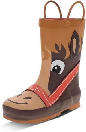 Western Chief Boys Waterproof Printed Rain Boot with Easy Pull on Handles - Hayden Horse, 13 M US Little Kid
