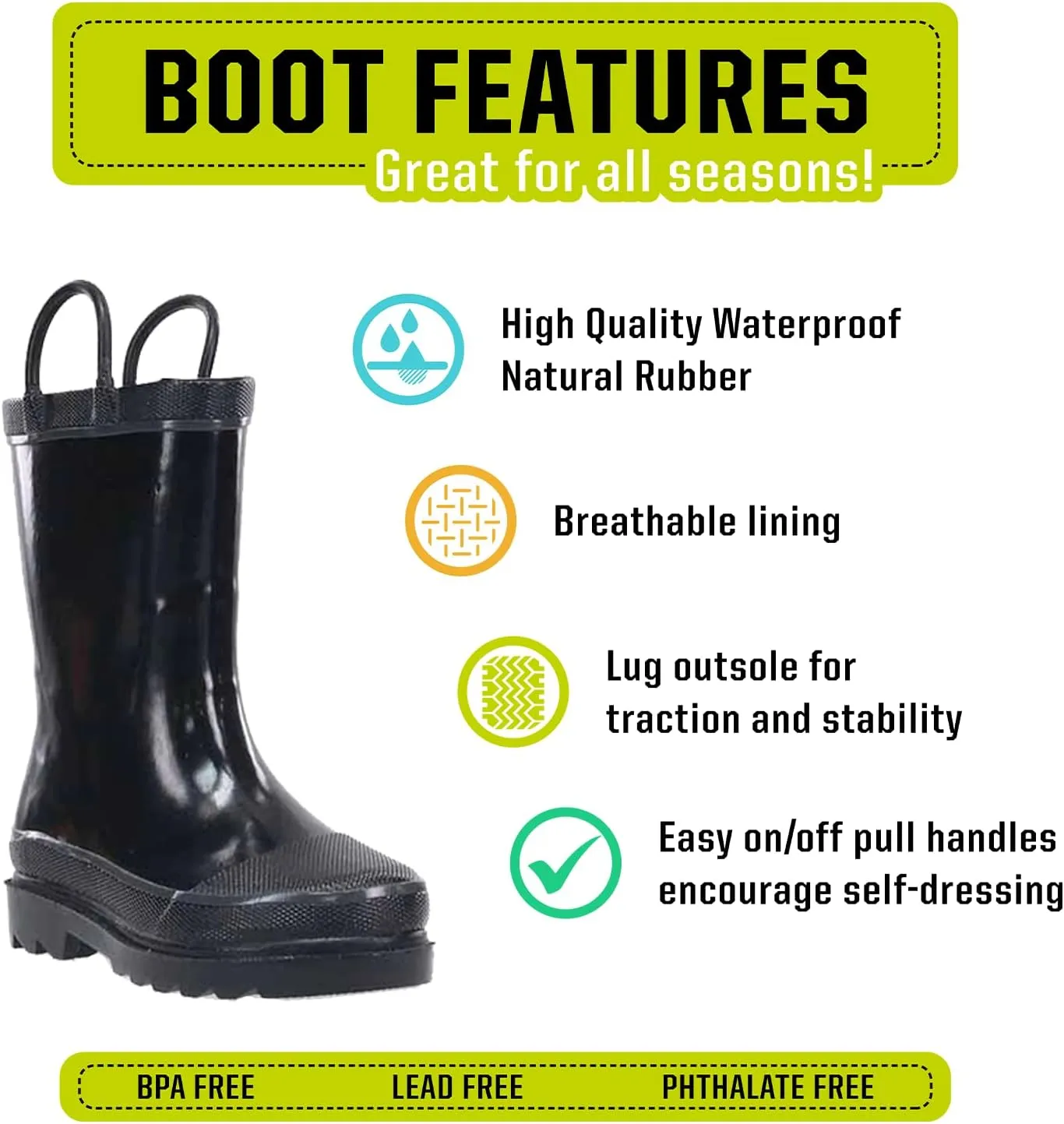 Western Chief Firechief 2 Rain Boots for Toddlers and Kids  Waterproof Pull-On Boots for Boys and Girls