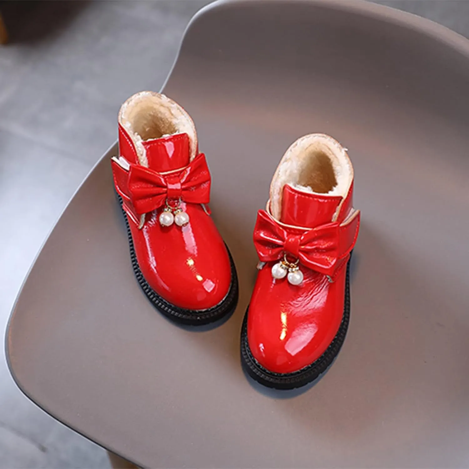 Winter Girls Boots Fashion Autumn and Winter Girls Snow Boots Thick Bottom Non Slip Warm and Toddler Furry Boots