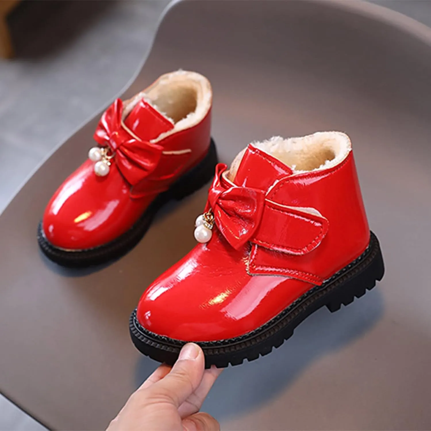 Winter Girls Boots Fashion Autumn and Winter Girls Snow Boots Thick Bottom Non Slip Warm and Toddler Furry Boots
